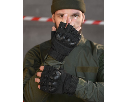РУЧАТКИ БЕЗПАЛІ OUTDOOR TACTICS ІЗ ЗАХИСТОМ black ВТ6009