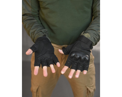 РУЧАТКИ БЕЗПАЛІ OUTDOOR TACTICS ІЗ ЗАХИСТОМ black ВТ6009