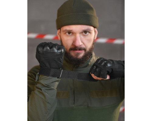 РУЧАТКИ БЕЗПАЛІ OUTDOOR TACTICS ІЗ ЗАХИСТОМ black ВТ6009