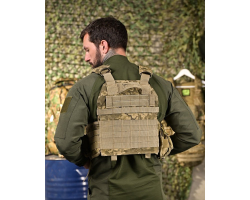 Плитоноска 4 швидких скидання з наплічником Cordura піксель ПП4632