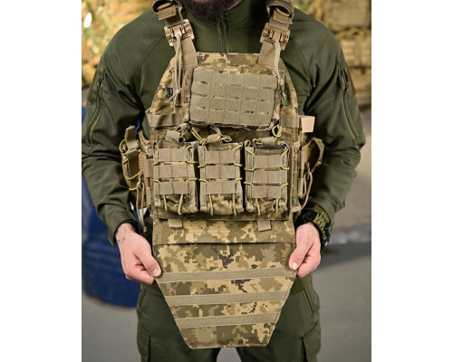 Плитоноска 4 швидких скидання з наплічником Cordura піксель ПП4632