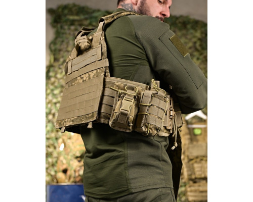Плитоноска 4 швидких скидання з наплічником Cordura піксель ПП4632