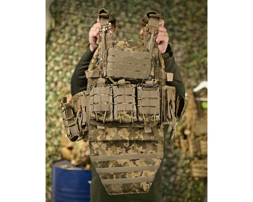 Плитоноска 4 швидких скидання з наплічником Cordura піксель ПП4632