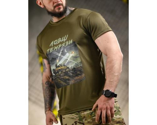 Тактична футболка BORN OF WAR Ловці темряви олива ВТ4719