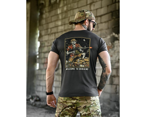 Футболка BORN OF WAR welcome to Ukraine grey ВТ4636