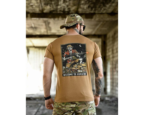Футболка BORN OF WAR welcome to Ukraine кайот  ВТ4638