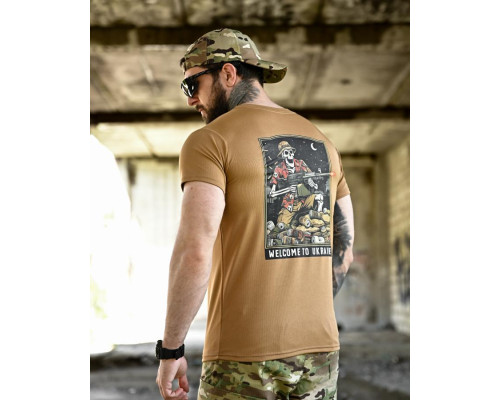 Футболка BORN OF WAR welcome to Ukraine кайот  ВТ4638