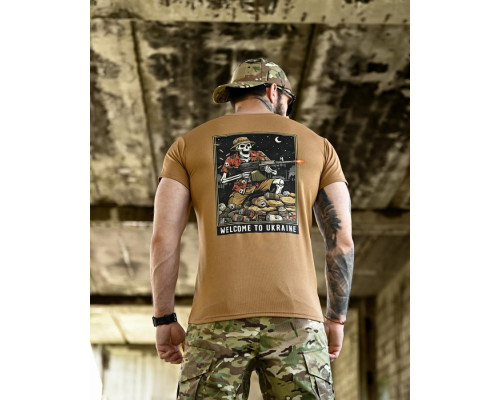 Футболка BORN OF WAR welcome to Ukraine кайот  ВТ4638