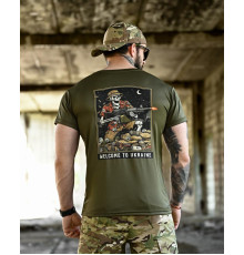 Футболка BORN OF WAR welcome to Ukraine олива   ВТ4639
