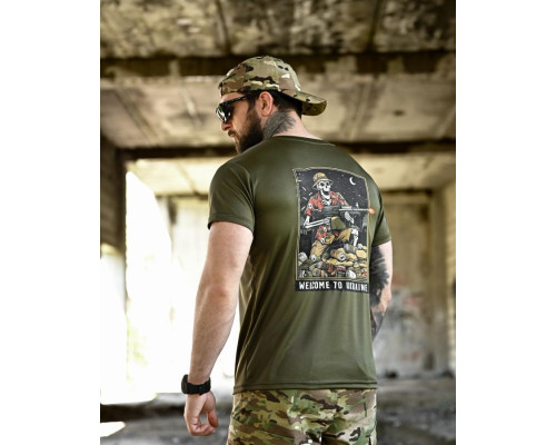 Футболка BORN OF WAR welcome to Ukraine олива   ВТ4639