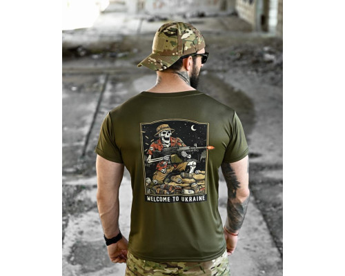 Футболка BORN OF WAR welcome to Ukraine олива   ВТ4639