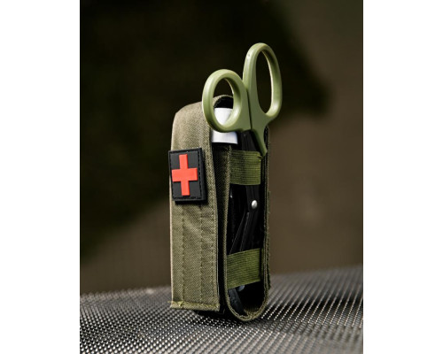 Медичний набір 3 в 1 Турнікет-джгут, підсумок MOLLE, маленькі тактичні медичні ножиці EMT олива ВТ5411