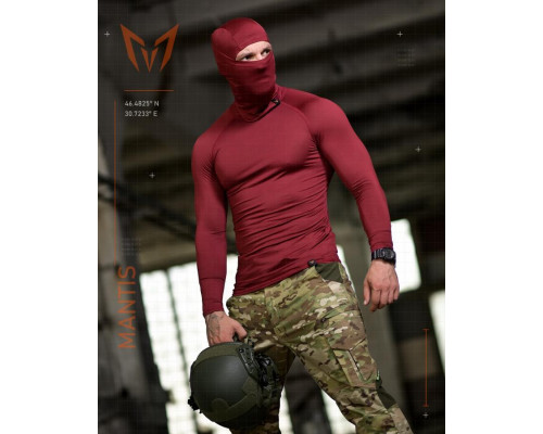 Тактичний лонгслів з балаклавою MANTIS® Phantom LS Combat Shirt - Maroon