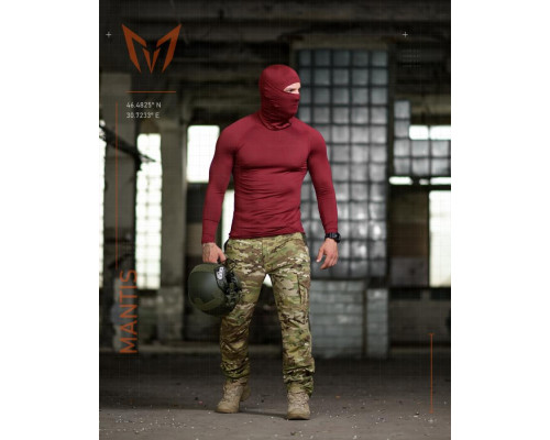 Тактичний лонгслів з балаклавою MANTIS® Phantom LS Combat Shirt - Maroon