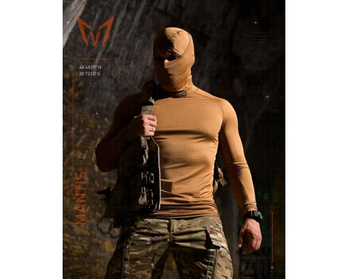 Тактичний лонгслів з балаклавою MANTIS® Phantom LS Combat Shirt - Coyote