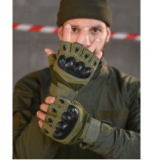 РУЧАТКИ БЕЗПАЛІ OUTDOOR TACTICS ІЗ ЗАХИСТОМ OLIVE ВТ6010