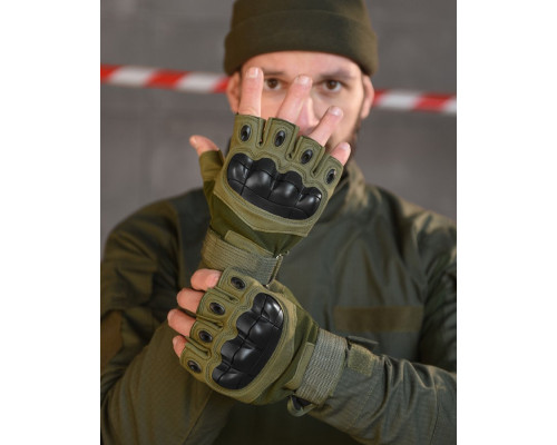РУЧАТКИ БЕЗПАЛІ OUTDOOR TACTICS ІЗ ЗАХИСТОМ OLIVE ВТ6010