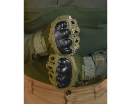 РУЧАТКИ БЕЗПАЛІ OUTDOOR TACTICS ІЗ ЗАХИСТОМ OLIVE ВТ6010