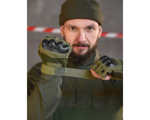 РУЧАТКИ БЕЗПАЛІ OUTDOOR TACTICS ІЗ ЗАХИСТОМ OLIVE ВТ6010