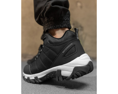 Чоловічі термо кросівки black/white зима НП4783