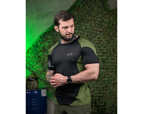 Тактична футболка 5.11 black/oliva ПП7650