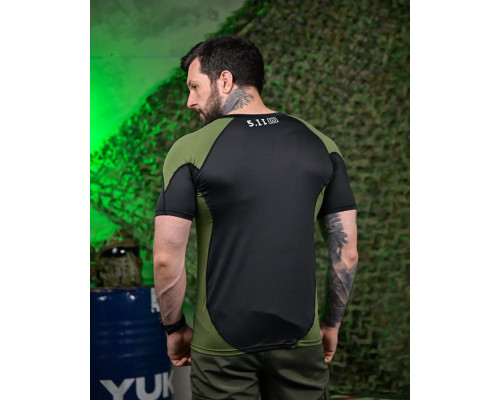 Тактична футболка 5.11 black/oliva ПП7650