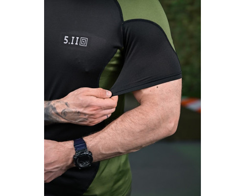 Тактична футболка 5.11 black/oliva ПП7650