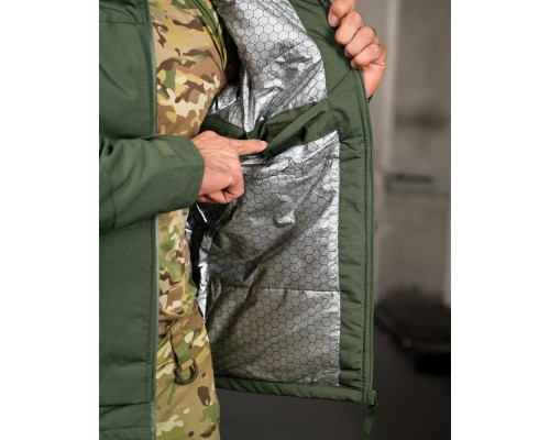 Зимова тактична куртка Yinren з підкладкою Omni-Heat та силіконовим утеплювачем Olive Green ВТ4724