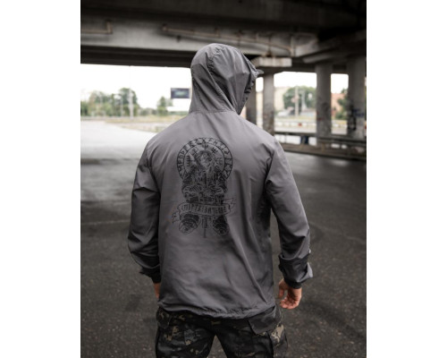 Military style windbreaker BORN OF WAR Death waits grey VT5634