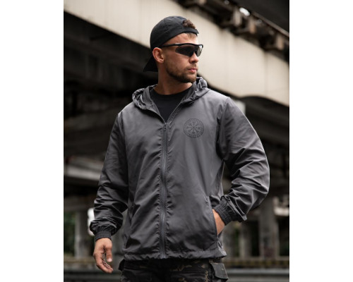 Military style windbreaker BORN OF WAR Death waits grey VT5634