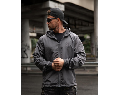 Military style windbreaker BORN OF WAR Death waits grey VT5634