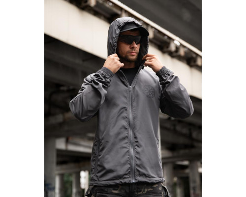 Military style windbreaker BORN OF WAR Death waits grey VT5634