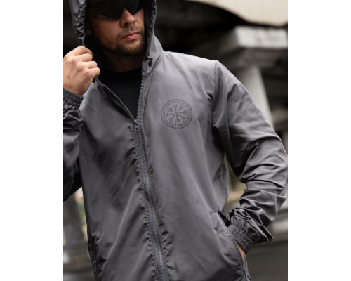 Military style windbreaker BORN OF WAR Death waits grey VT5634