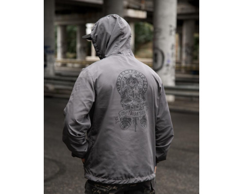 Military style windbreaker BORN OF WAR Death waits grey VT5634