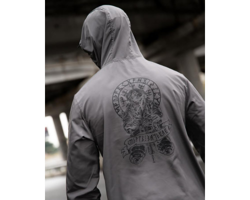 Military style windbreaker BORN OF WAR Death waits grey VT5634
