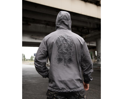 Military style windbreaker BORN OF WAR Death waits grey VT5634