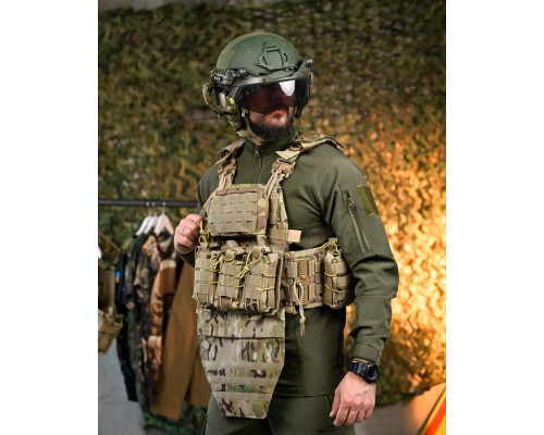 Плитоноска 4 швидких скидання з наплечником Cordura мультикам ПП7890