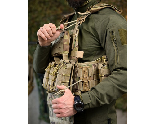 Плитоноска 4 швидких скидання з наплечником Cordura мультикам ПП7890