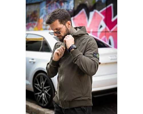 Міська вітровка Stone Island карман оліва 4 люкс ДЛ7037