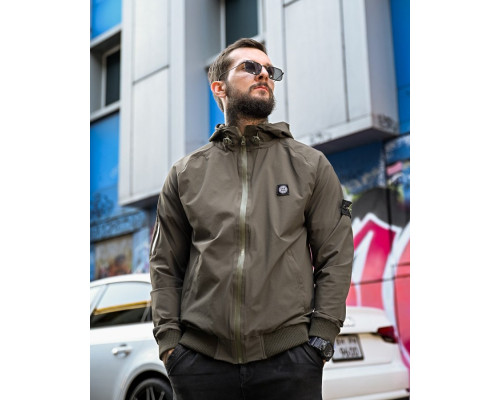 Міська вітровка Stone Island карман оліва 4 люкс ДЛ7037
