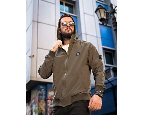 Міська вітровка Stone Island карман оліва 4 люкс ДЛ7037