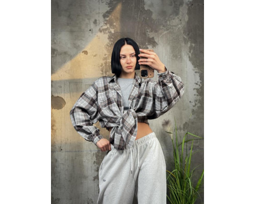 Рубашка в клітку brown/ grey   ТР6811