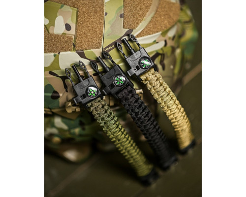 PARACORD БРАСЛІТ З ВІСКОРЕМ, КОМПАСОМ ТА СВИСТКОМ ОЛИВА /\