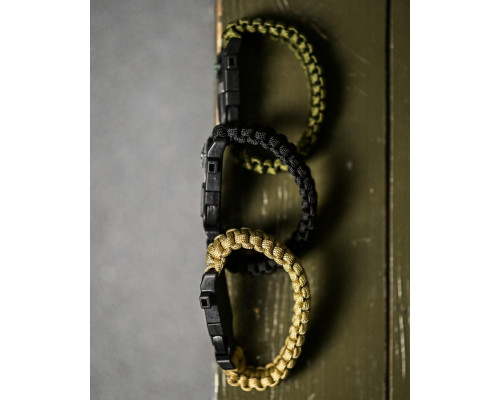 PARACORD БРАСЛІТ З ВІСКОРЕМ, КОМПАСОМ ТА СВИСТКОМ ОЛИВА /\