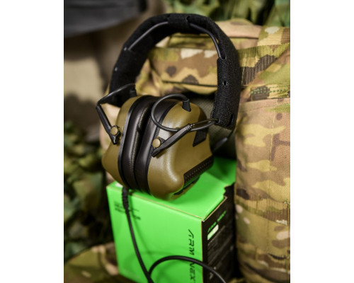 ТАКТИЧНІ АКТИВНІ НАВУШНИКИ arm next M32 FG ОЛІВКОВИЙ 2-0+