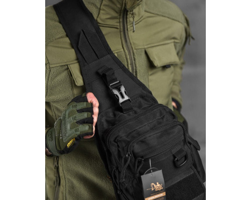 Рюкзак тактичний (Сумка-слінг) SILVER KNIGHT black k6 3-0