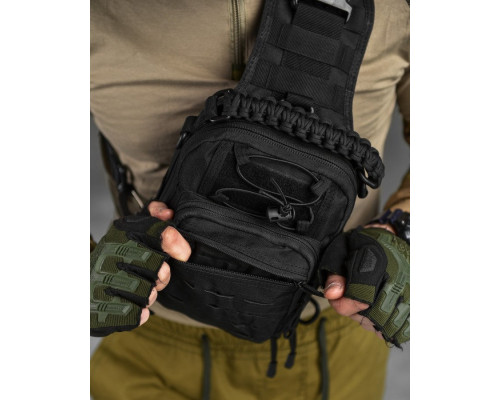 тактична сумка нагрудна paracord black МС8539