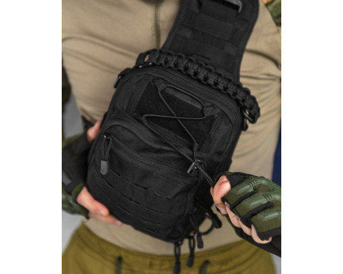 тактична сумка нагрудна paracord black МС8539