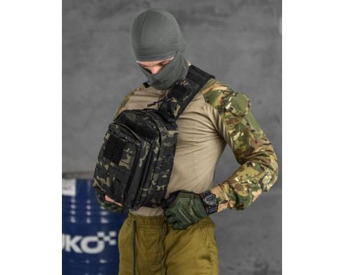 Рюкзак патрульний однолямковий SILVER KNIGHT 8л darck РГ4625